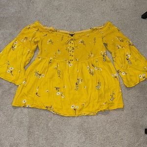 Torrid Yellow OTS Floral Blouse